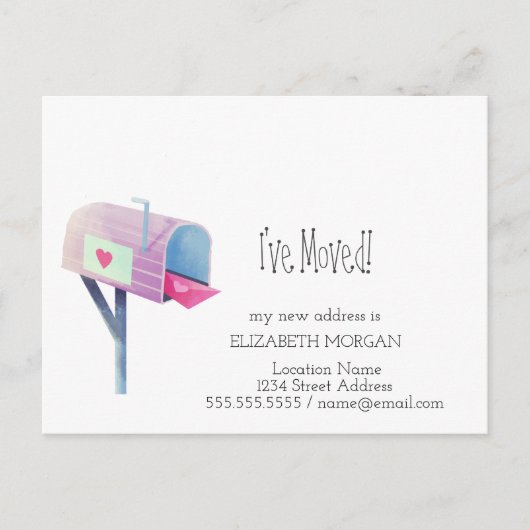 移動したWater Colorメールボックスの新しいアドレス 案内ポストカード (正面)