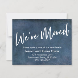 「移動しました」 タイポグラフィー グランジ ネイビー アナウンスメント 招待状