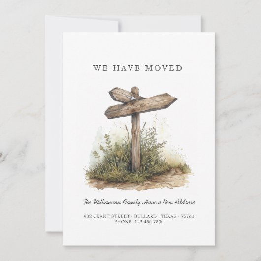 移動しました - 新住所 I 道路標識 案内状 (正面)