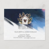 移動しました,木造の家,筆のタッチ,新しい住所 案内ポストカード (正面)