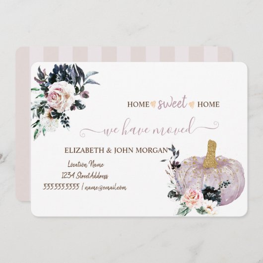 移動しました,水彩のきらきらしたかぼちゃ,花 (正面/裏面)