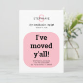 移動するシンプルタイポグラフィモダンピンクの新しいアドレス 案内状 (スタンド正面)