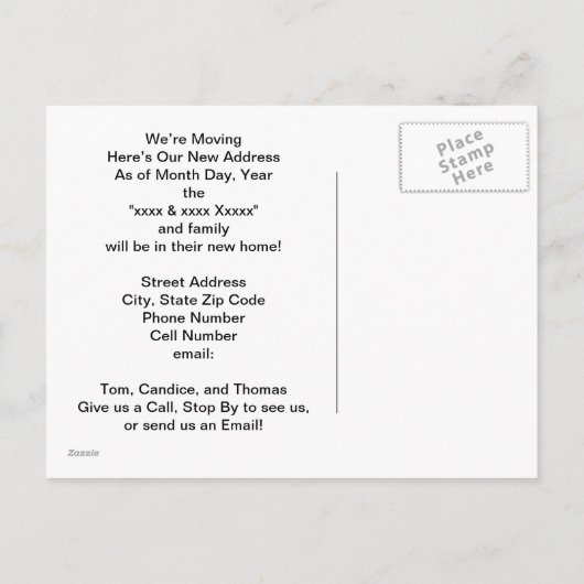 移動する！ポストカード移動された通知カードポピー 案内ポストカード (裏面)