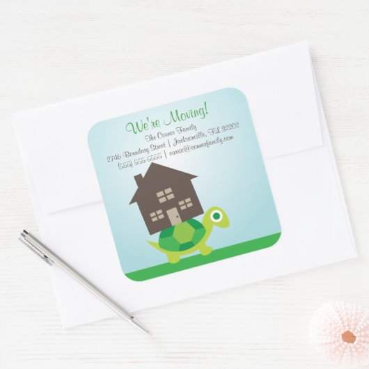 移動する – Turtle引越し業者シール スクエアシール (封筒)