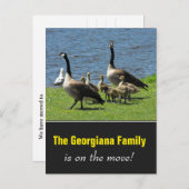 移動の家族+カナダ草の上のゲーゼ 案内ポストカード (正面/裏面)