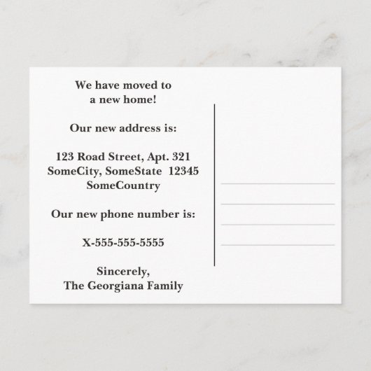 移動の家族+カナダ草の上のゲーゼ 案内ポストカード (裏面)