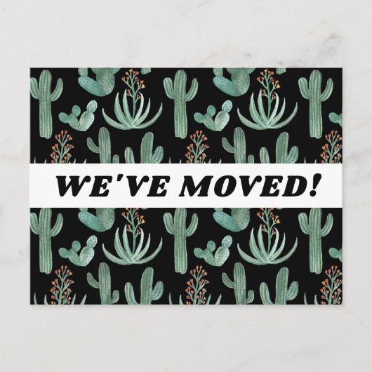 移動アナウンスデザートサボテン水の色ブラック ポストカード (正面)