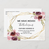 移動アナウンスフローラ幾何学水色 案内ポストカード (正面/裏面)