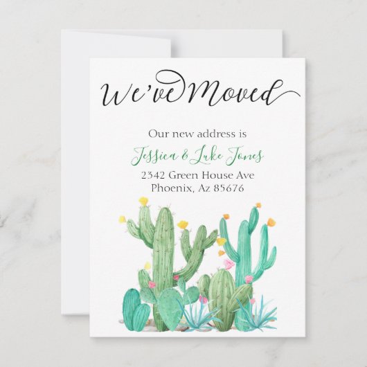 移動アナウンスメントカードサボテン多肉南向 案内状 (正面)