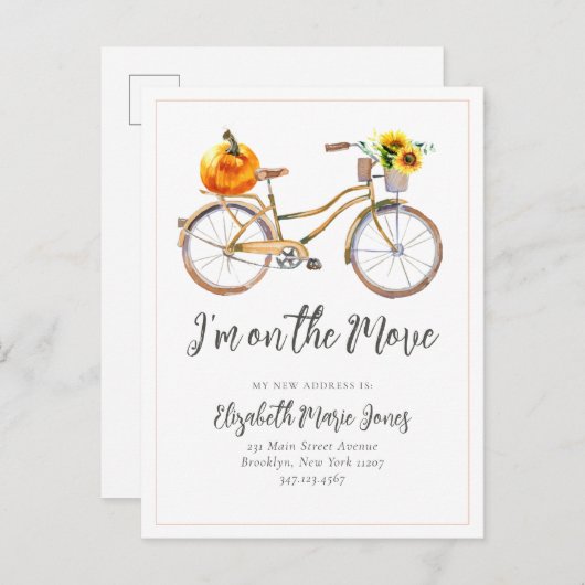 移動カボチャひまわり自転車の移動にシック 案内ポストカード (正面/裏面)