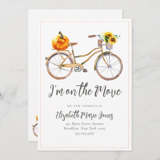移動カボチャひまわり自転車の移動にシック 案内状 (正面/裏面)