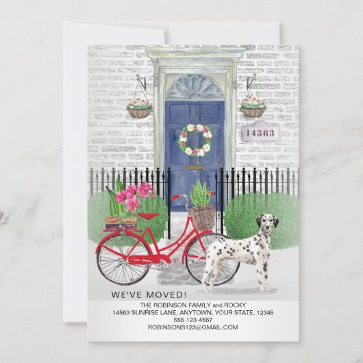 移動ダルマチアン犬の自転車ブルードアニューホーム 案内状 (正面)