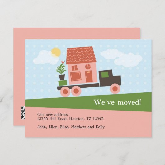 移動トラックの引っ越しましたカード 案内状 (正面/裏面)