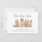 移動ボックス新しいアドレスと移動アナウンス サンキューカード (正面)