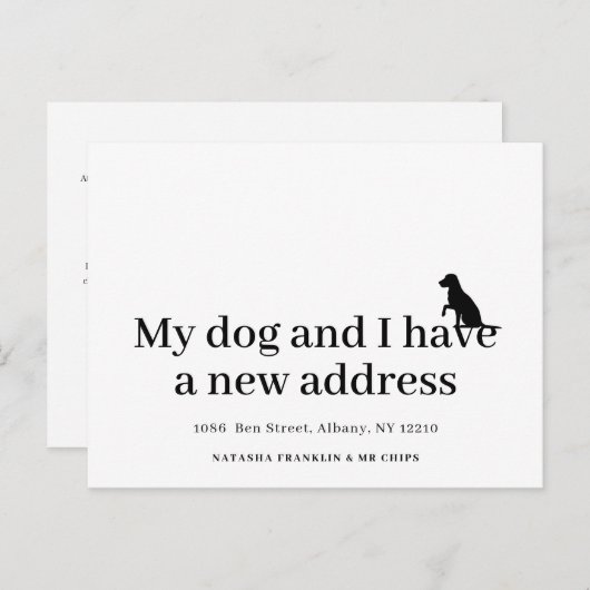 移動モダンした犬のペットの新しいアドレス 案内ポストカード (正面/裏面)