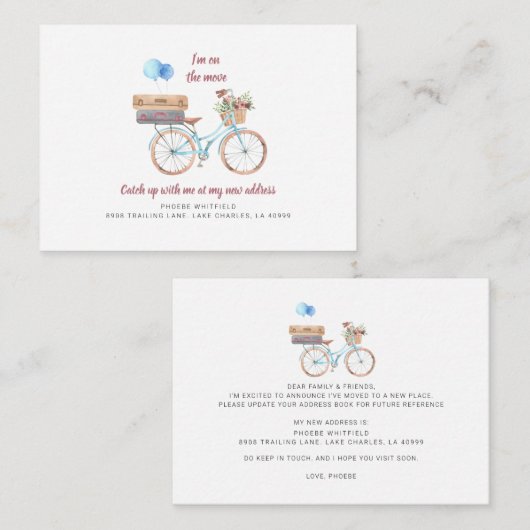 移動上の新しいアドレス水の色バイク移動 ノートカード (正面/裏面)