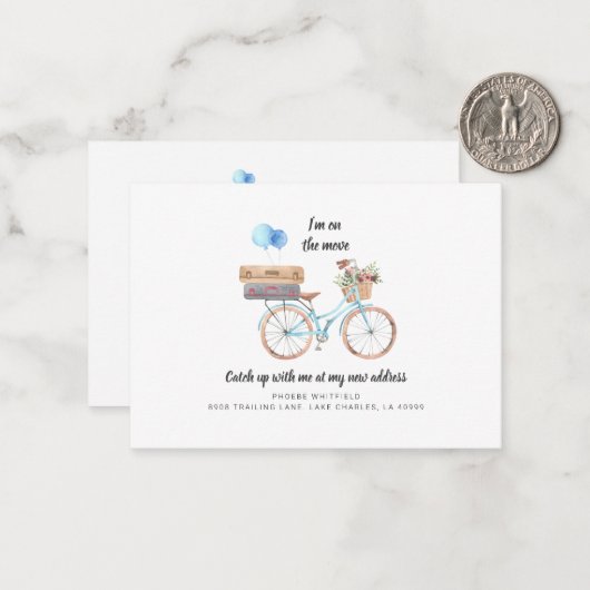 移動上の新しいアドレス水の色バイク移動 ノートカード (正面/裏面インサイチュ)