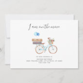 移動上の新しい住所の水の色の自転車の移動 案内状 (正面)