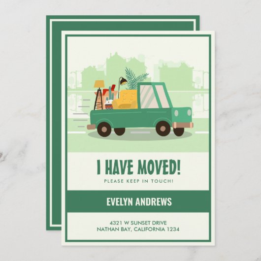 移動中にグリーンカーを移動した 案内状 (正面/裏面)