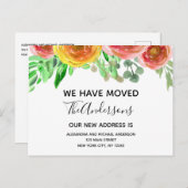 移動中のお知らせフローラ赤面ピンクの水色 案内ポストカード (正面/裏面)