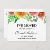 移動中のお知らせフローラ赤面ピンクの水色 案内ポストカード (正面/裏面)