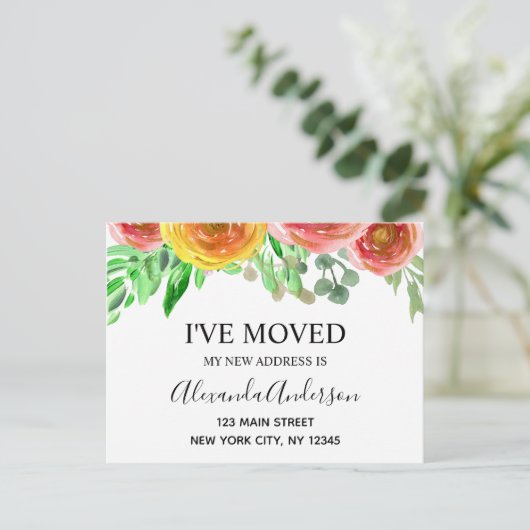 移動中のお知らせフローラ赤面ピンクの水色 案内ポストカード (スタンド正面)