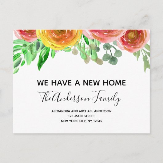 移動中のお知らせフローラ赤面ピンクの水色 案内ポストカード (正面)