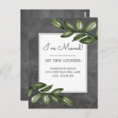 移動中のお知らせヴィンテージChalkboardグリーンリーフ ポストカード (正面/裏面)