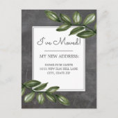 移動中のお知らせヴィンテージChalkboardグリーンリーフ ポストカード (正面)