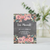 移動中のお知らせヴィンテージChalkboardピンクフローラ ポストカード (スタンド正面)