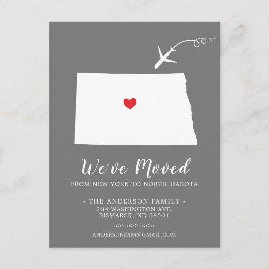 移動中のお知らせ州NORTH DAKOTAポストカード ポストカード (正面)