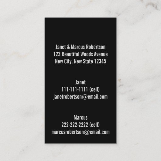 移動中のお知らせ白黒モノグラムアドレス エンクロージャーカード (裏面)