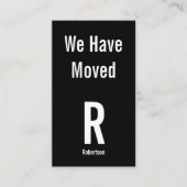 移動中のお知らせ白黒モノグラムアドレス エンクロージャーカード (正面)