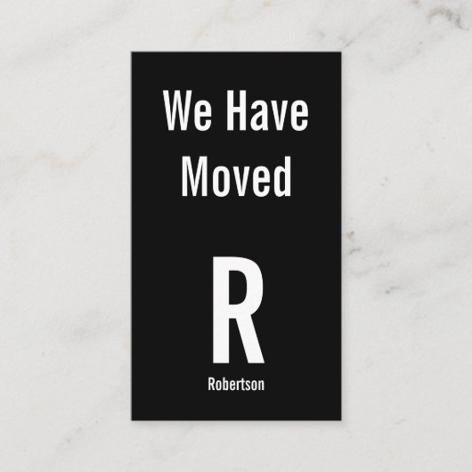 移動中のお知らせ白黒モノグラムアドレス エンクロージャーカード (正面)