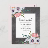 移動中のお知らせChalkboardピンクホワイトフローラ ポストカード (正面/裏面)