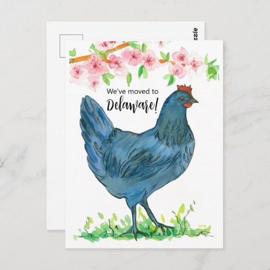 移動中の告知デラウェアブルーヘンチキン ポストカード (正面/裏面)
