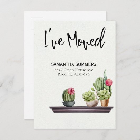 移動中の告知ポットプラントを移動した 案内ポストカード (正面/裏面)