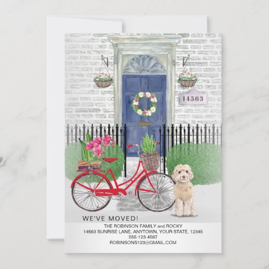移動中の車室コッカプー自転車ドア新しいホーム 案内状 (正面)