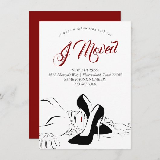 移動中は疲れ果てている |黒と赤の新しいアドレス 案内状 (正面/裏面)