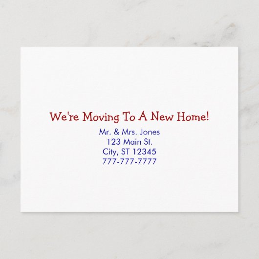 移動中 – 赤と青 案内ポストカード (裏面)