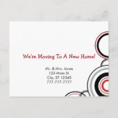 移動中 – 赤と黒 案内ポストカード (裏面)