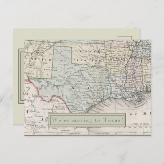 移動先…カスタム州ヴィンテージUSAの地図 ポストカード (正面/裏面)