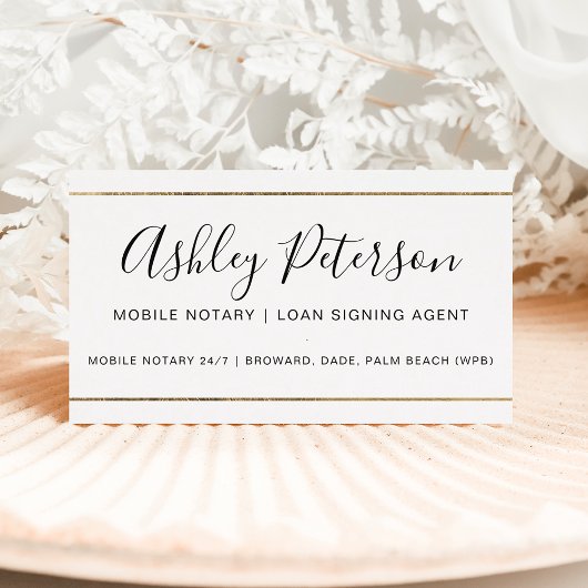 移動公証人公共タイポグラフィ金ゴールドストライプ 名刺