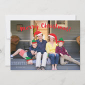 移動可能な帽子の写真と陽気なクリスマスクルー シーズンカード (正面)
