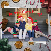 移動可能な帽子の写真と陽気なクリスマスクルー シーズンカード