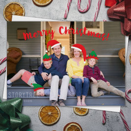 移動可能な帽子の写真と陽気なクリスマスクルー シーズンカード