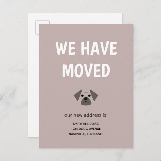 移動図解入りの、写真付きのした可愛いパグ 案内ポストカード (正面/裏面)