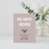 移動図解入りの、写真付きのした可愛いパグ 案内ポストカード (スタンド正面)