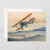 移動家のヴィンテージの飛行機飛行雲 案内ポストカード (正面/裏面)