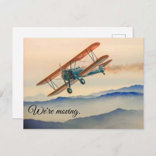 移動家のヴィンテージの飛行機飛行雲 案内ポストカード (正面/裏面)